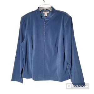 Dressbarn Powder Blue Faux Suede Full Zip Jacket Size XL